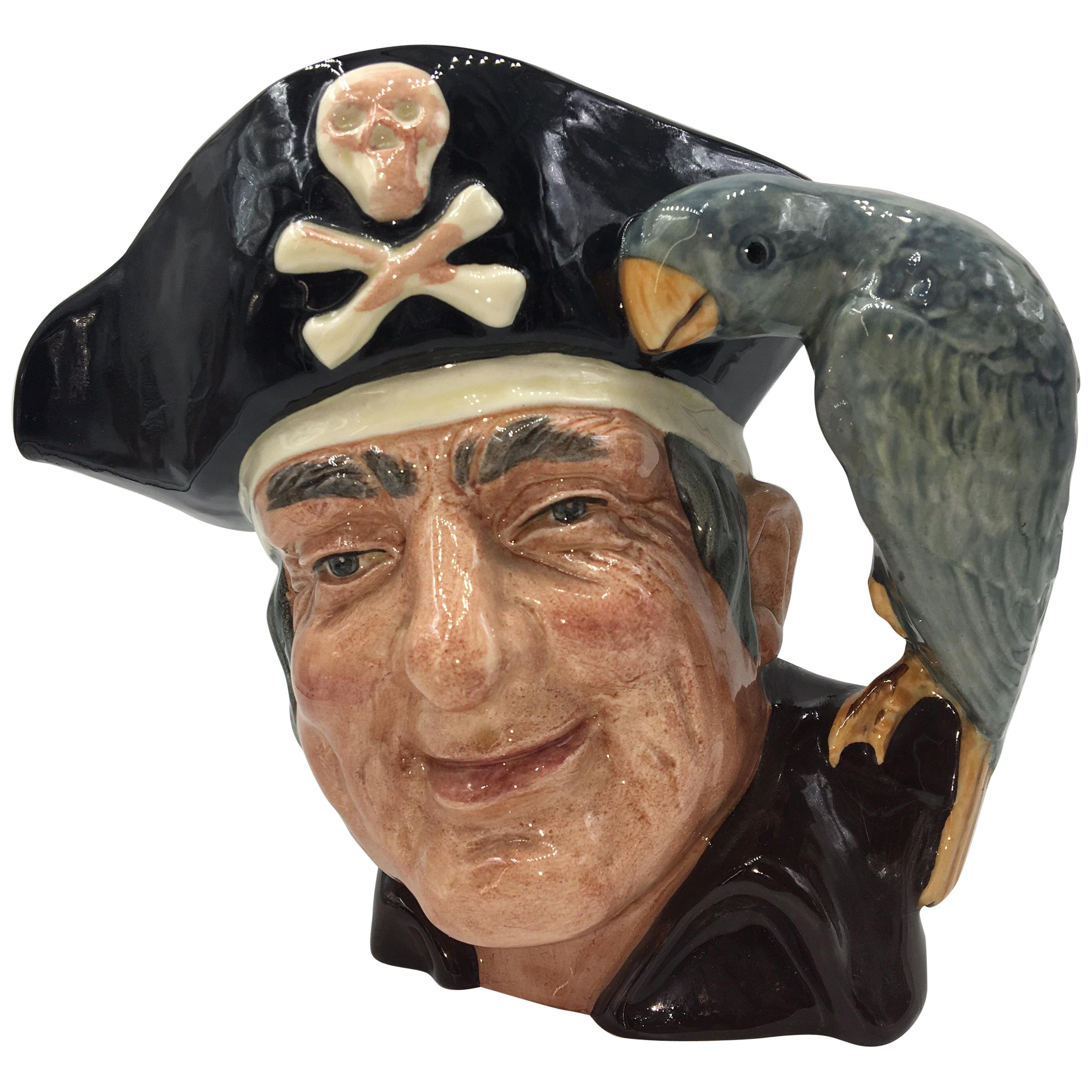Royal Doulton Long John Silver Pirate and Parrot Toby Jug Mug For Sale