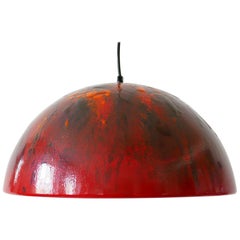 Large and Elegant Mid-Century Modern Enameled Pendant Lamp Dome, 1960s, Denmark