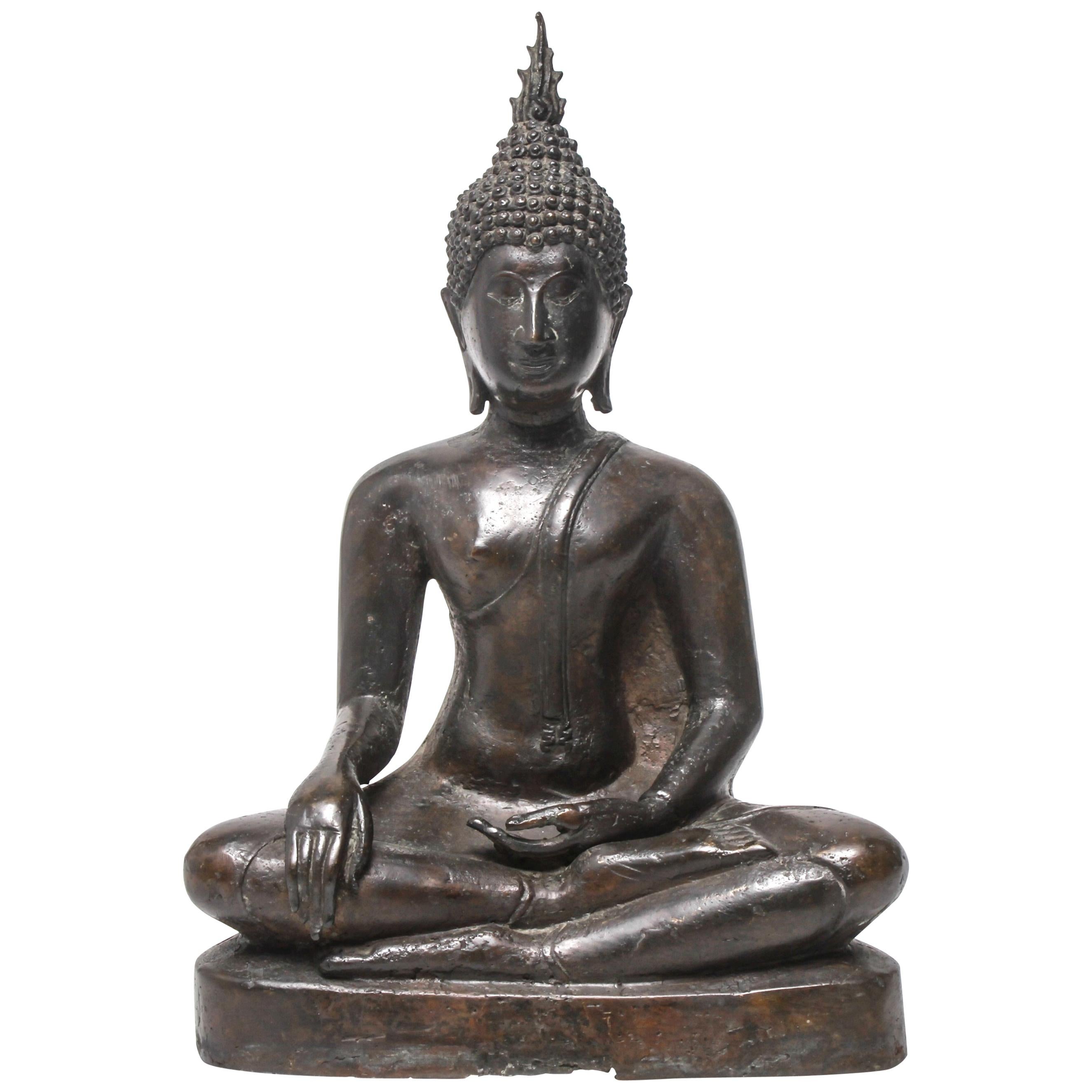 Sukothai Style Thai Bronze Seated Buddha