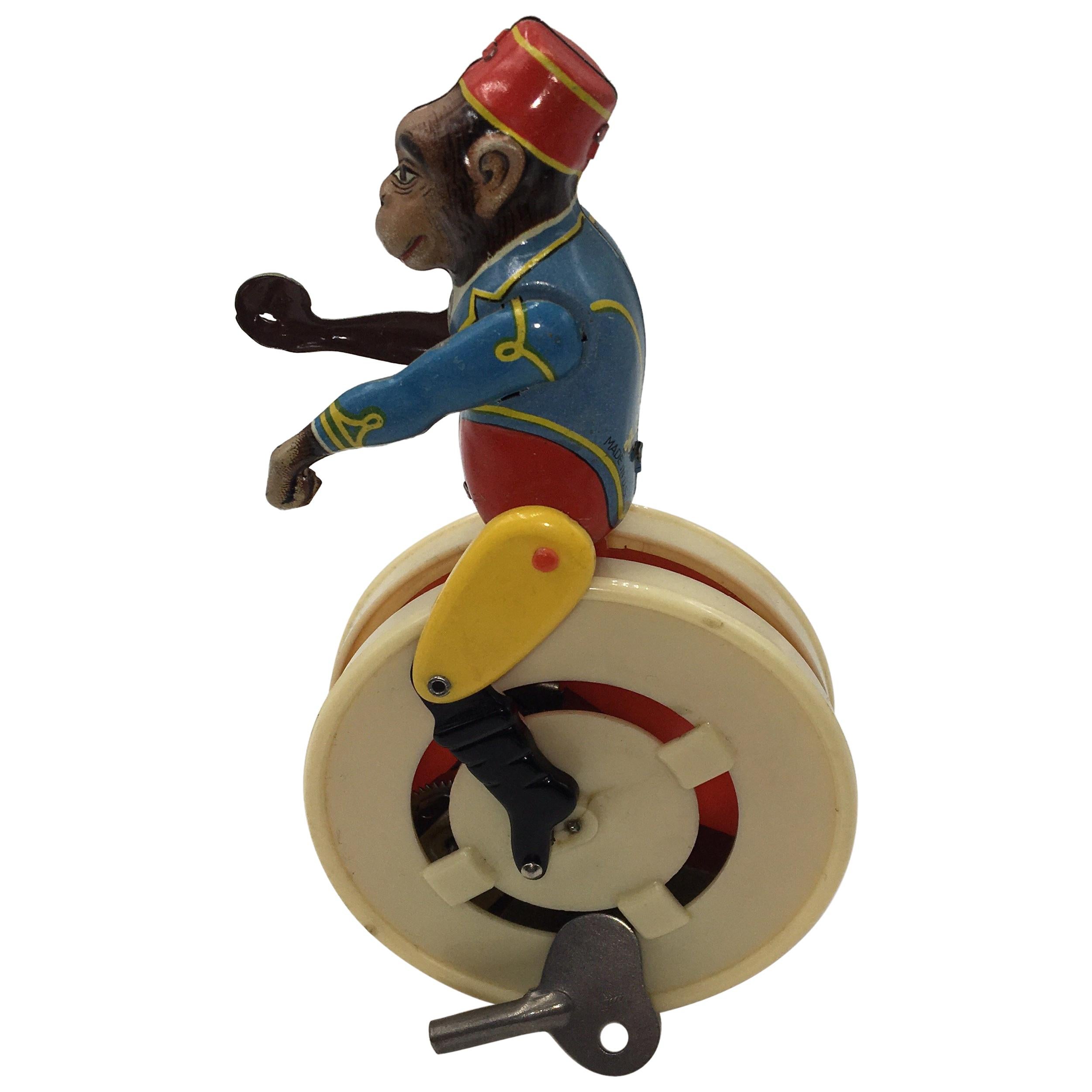 Functional Wind-Up Monkey Toy, U.S. Zone, circa 1950 For Sale
