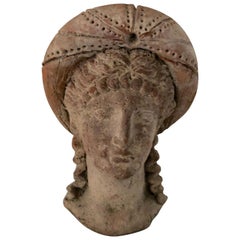 Romantic Terra Cotta Etruscan Bust of Lovely Girl