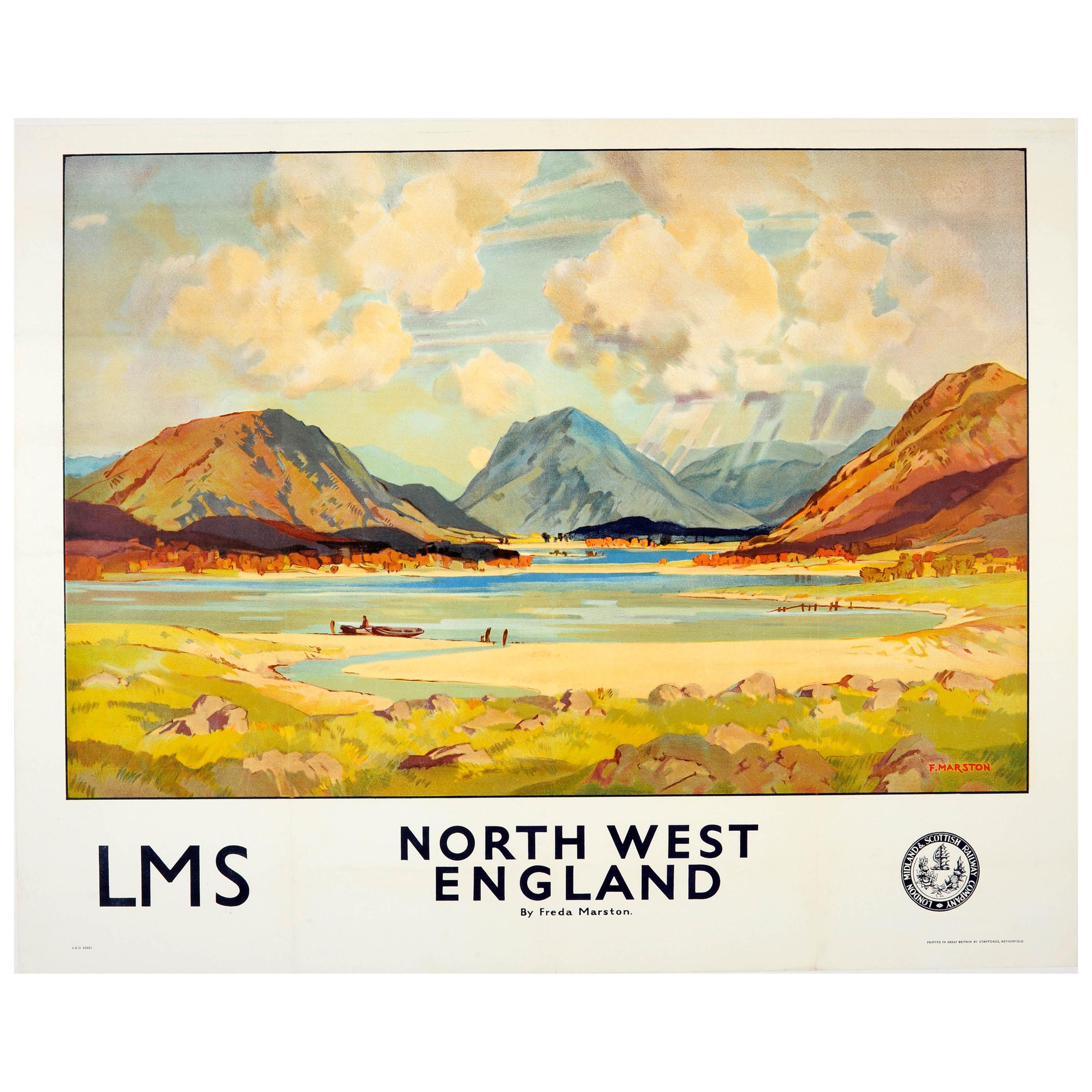 Original Vintage LMS Railway Poster North West England Buttermere Lake District