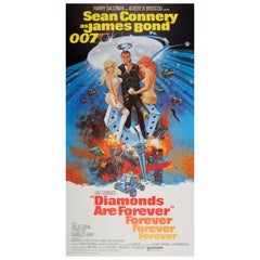 Large Original Vintage Classic 007 James Bond Movie Poster Diamonds Are Forever