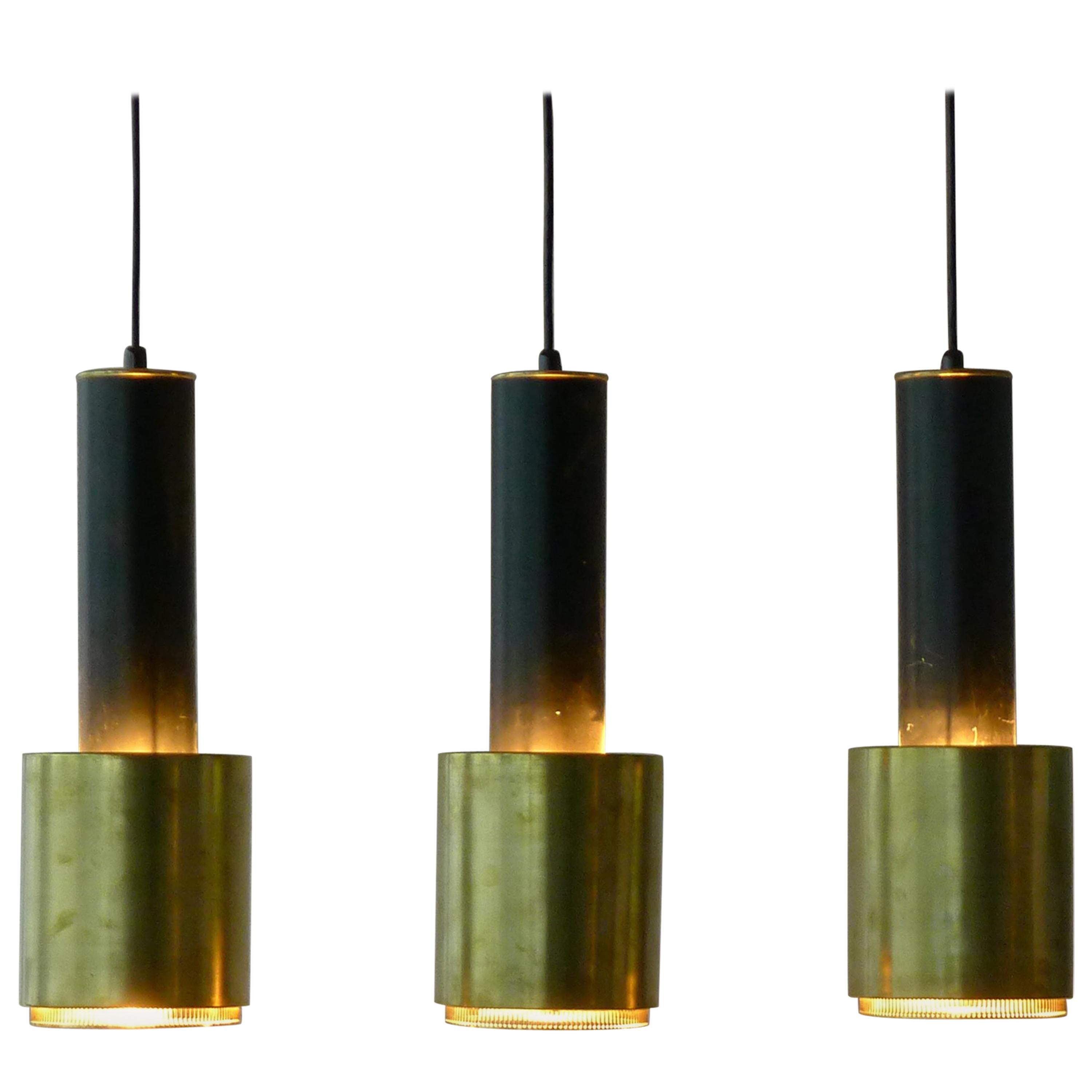 Alvar Aalto ; 3 Early "Hand Grenade" Lamps Stamped by Valaistustyo Ky, 1952