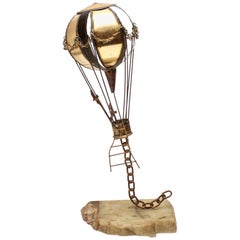 Vintage John DeMott Brutalist Hot Air Balloon Brass Sculpture