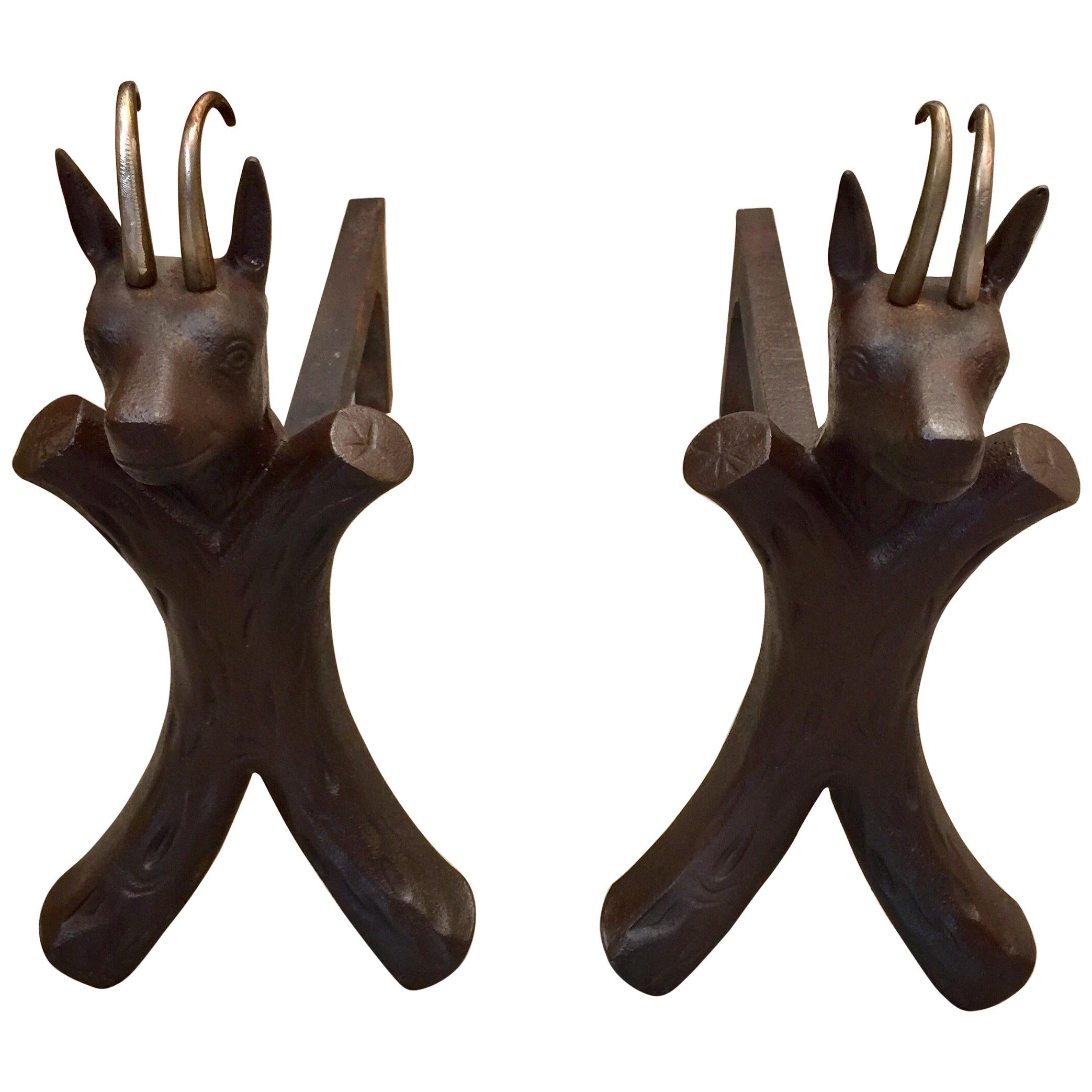 Mythological Horned Creatures, French Andirons For Sale