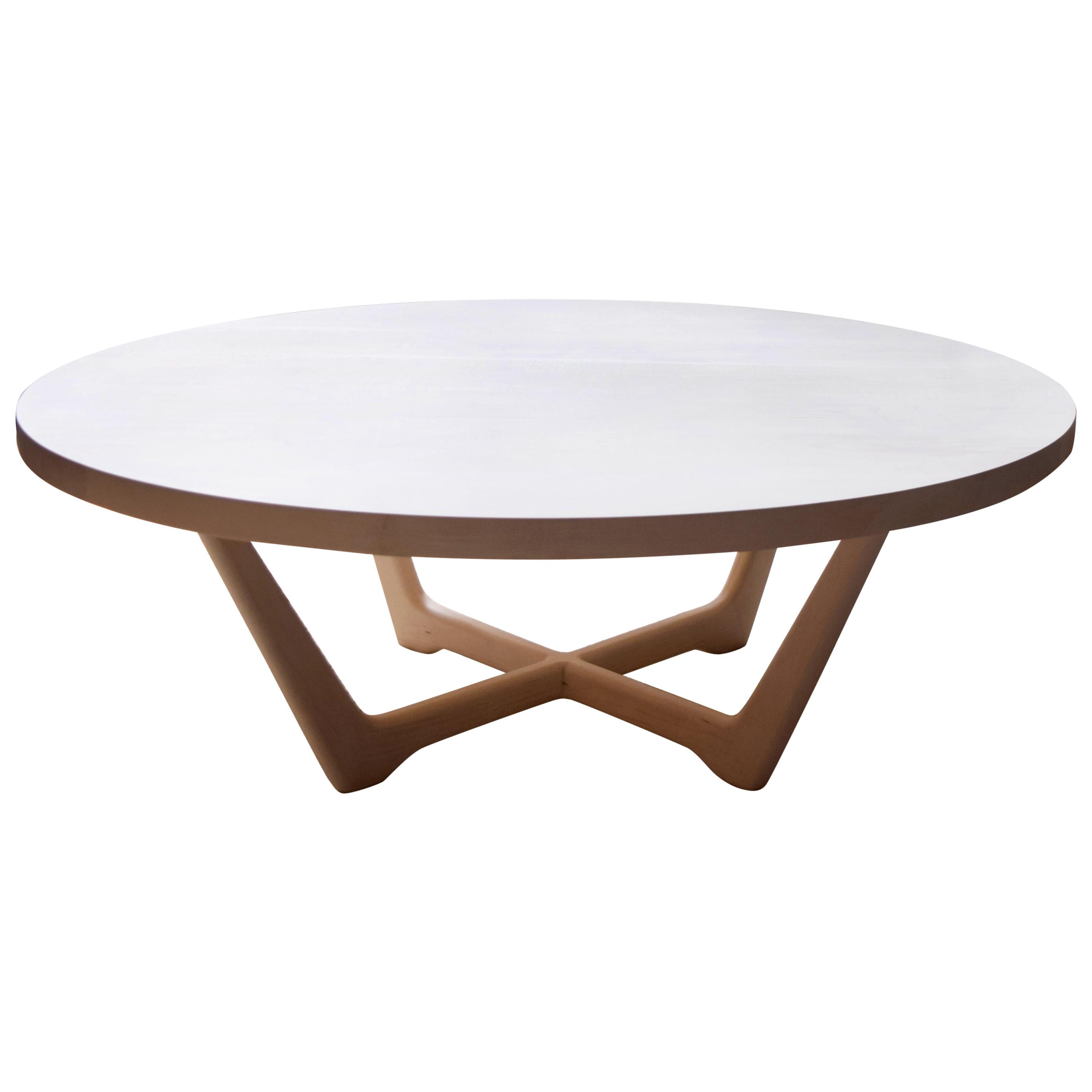 Rise Modern Coffee Table in Bleached Maple with Sculpted Base