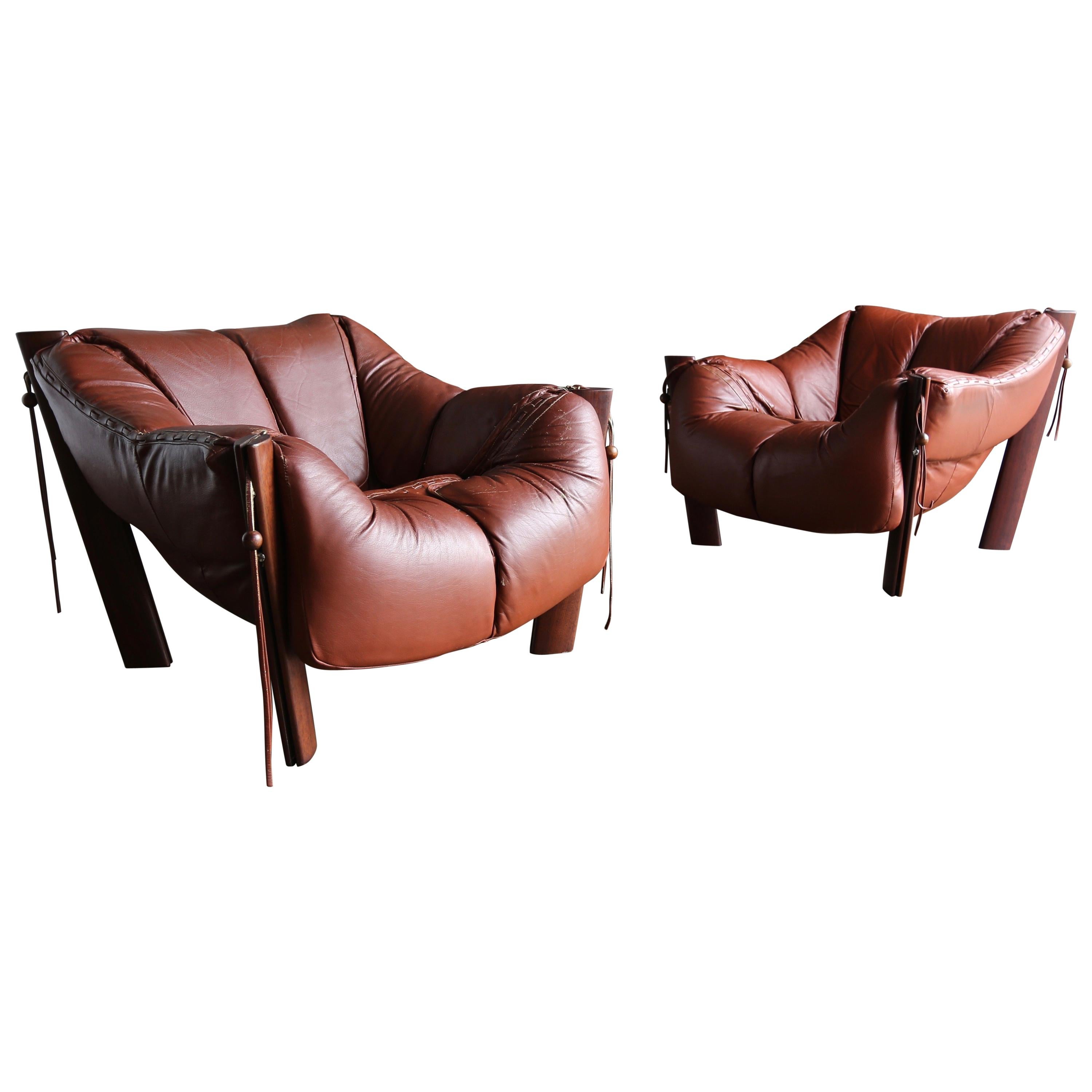 Percival Lafer Rosewood and Leather Lounge Chairs