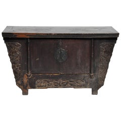 Late Qing Dynasty Small Butterfly Chest with Carved Wings and Original Patina