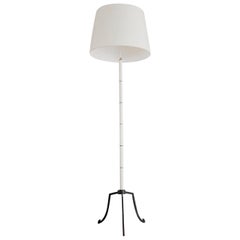Midcentury Black and White Bamboo Style Floor Lamp