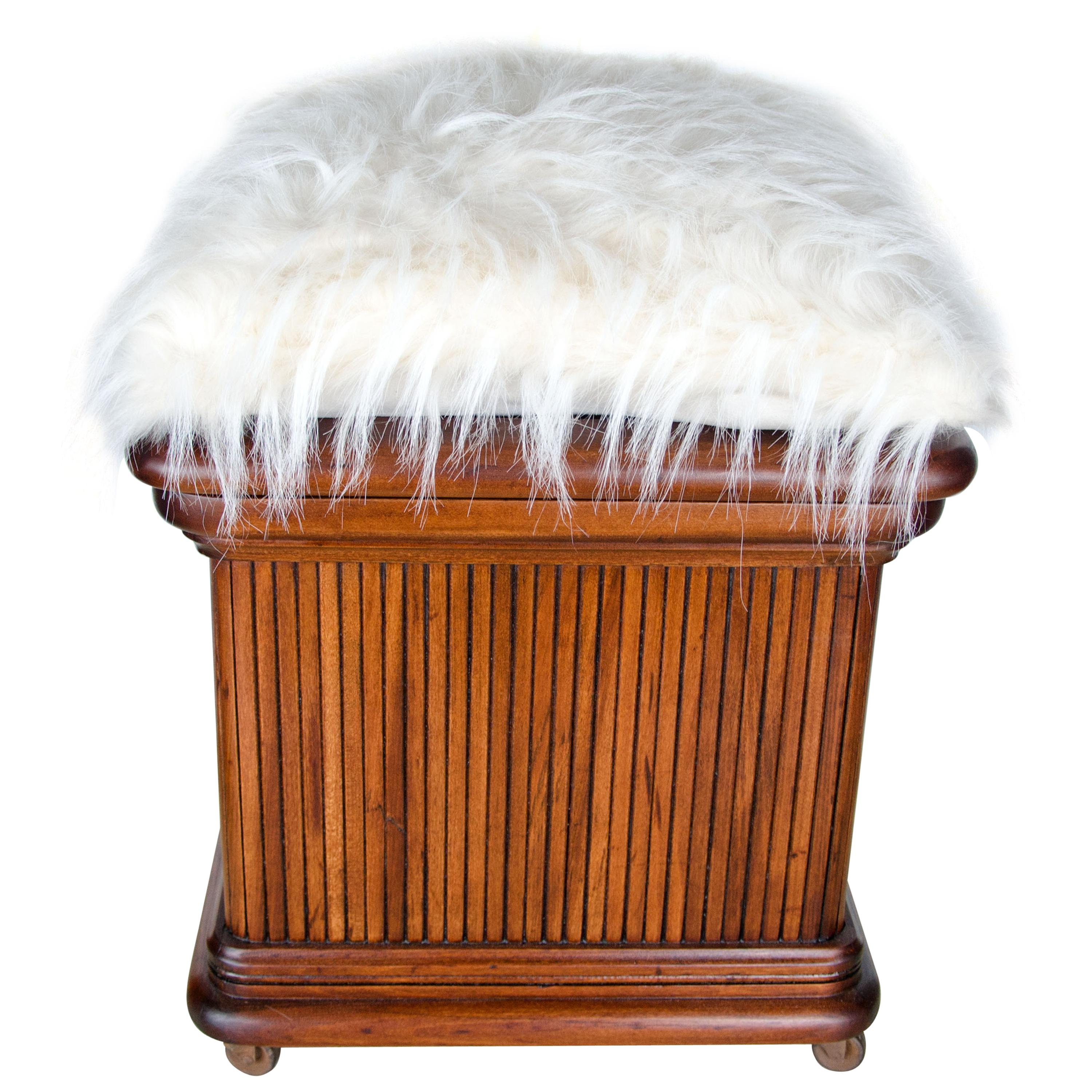 Victorian Walnut Finish Bedroom Commode, Footstool, Ottoman with