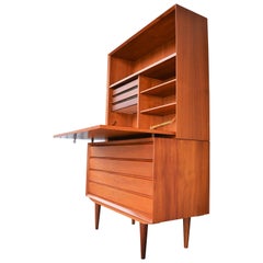 Practical Danish Teak Secretary / Dresser / Home Office with Tons of Storage