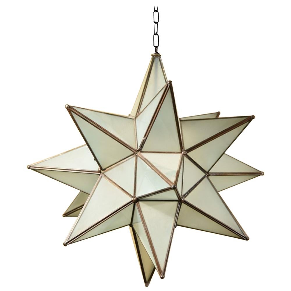 Very Large Frosted Glass Moravian Star Lighting Fixture