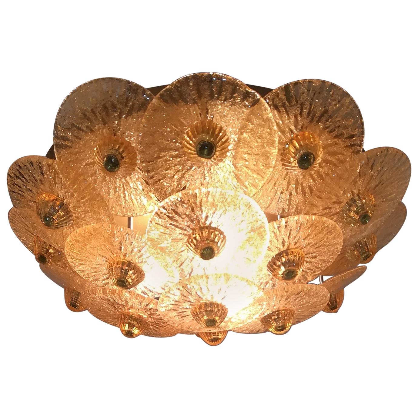 Golden Crystal Ceiling Light, Small Model For Sale