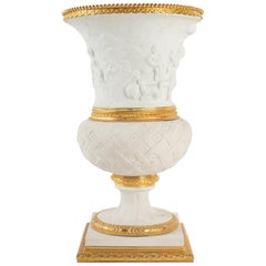 Medici Vase in Biscuit and Gilt Bronze, Early 20th Century Louis XVI Style