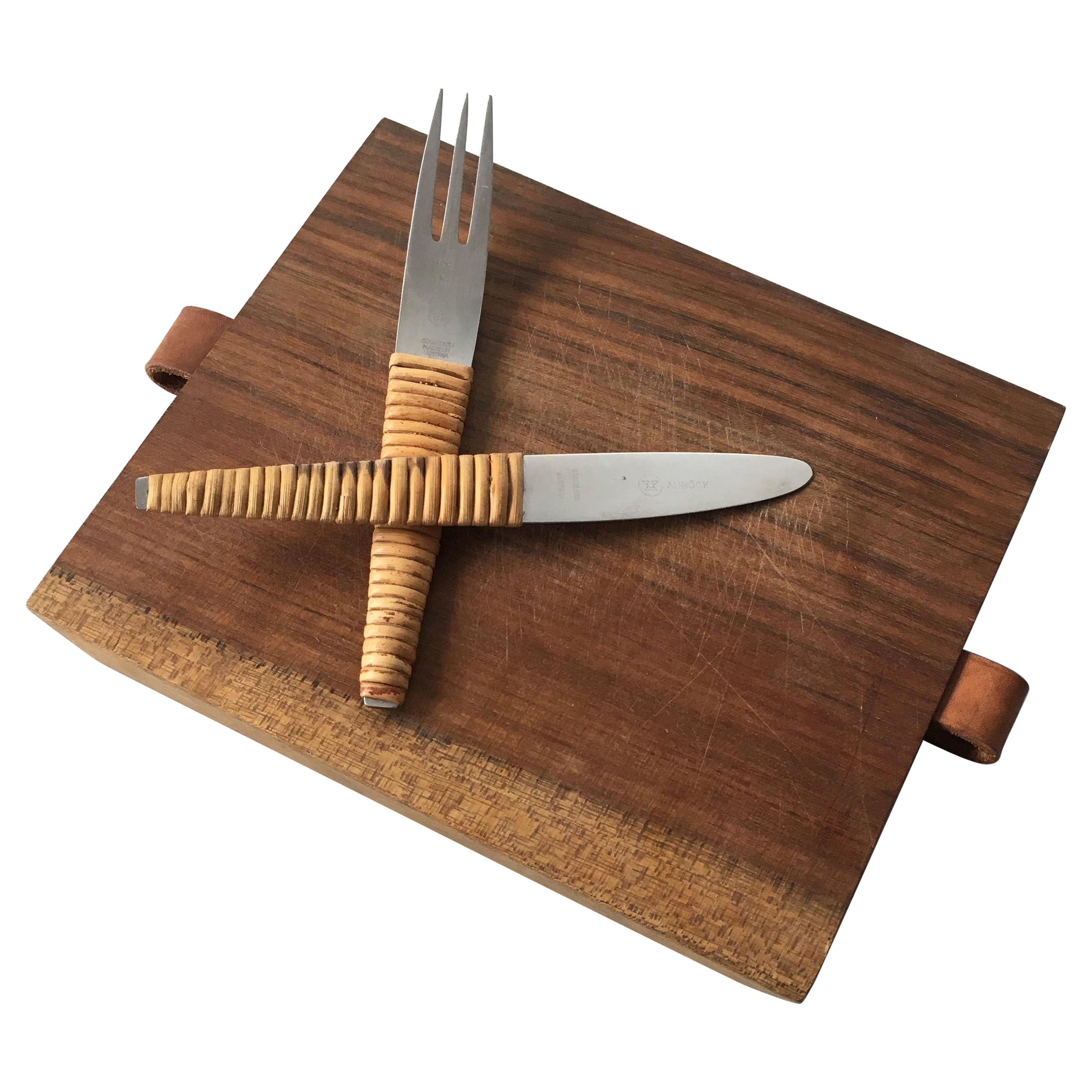 Carl Auböck Picnic Board with Knife and Fork, Austria, 1950s For Sale