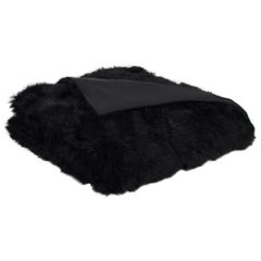 Luxury Fur Throw, Black, Real Toscana Sheep Fur, Throw Blanket / Bed Runner