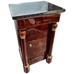 Early 19th Century Empire Mahogany Black Marble French Side Table Small Locker