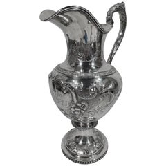 Pichet à aiguière en argent antique de New York Maker Wood & Hughes