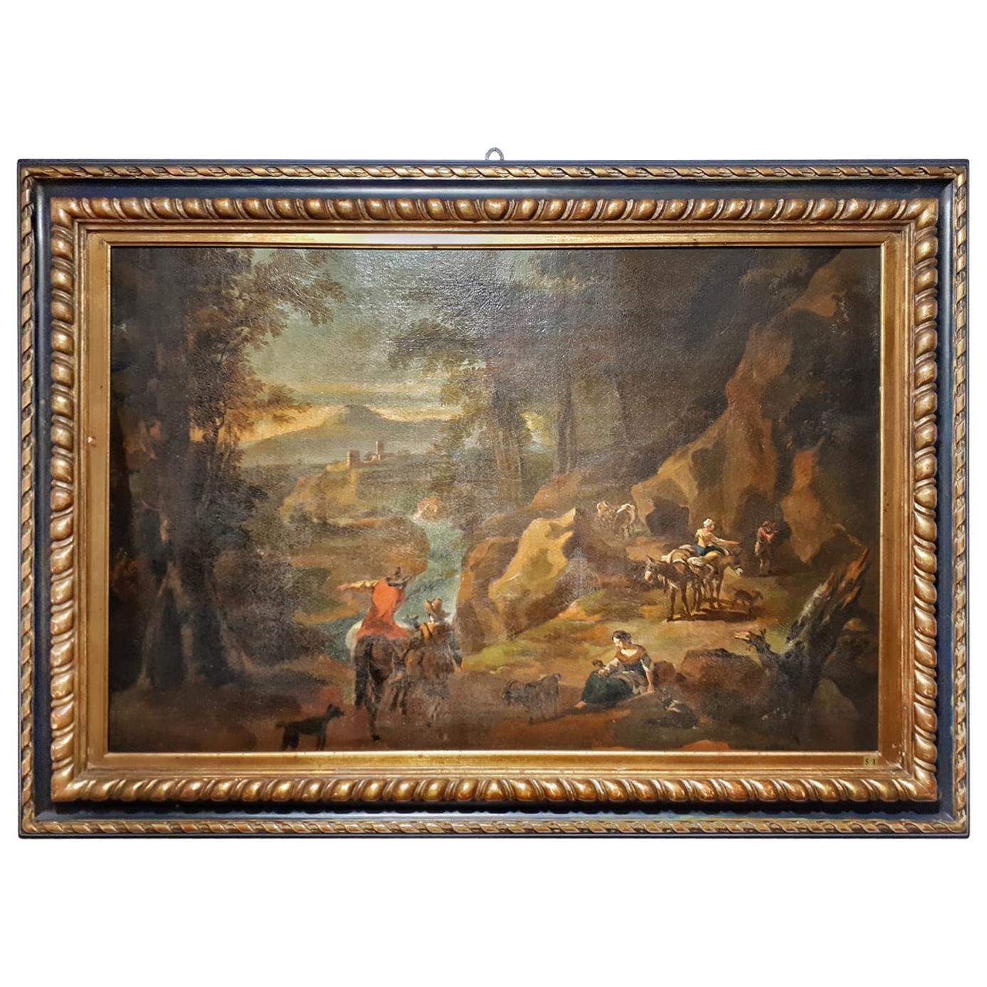 Late 18th Century Flemish Oil Painting on Canvas Landscape LAST PRICE For Sale