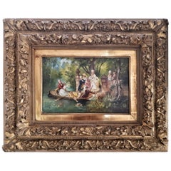 19th Century Oil Painting on Wood Villa Borghese Scene in Rome LAST PRICE