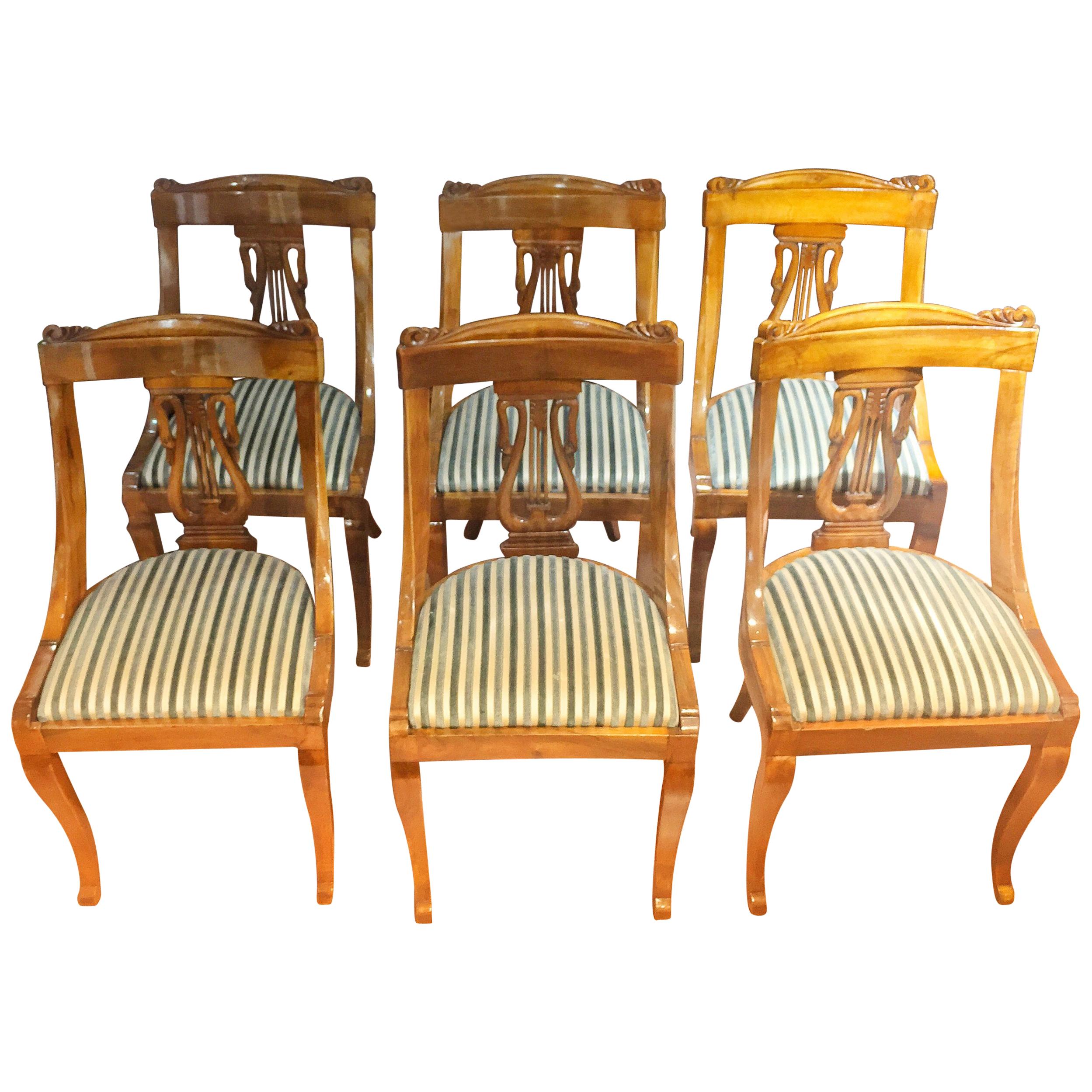 Set of six 19th Century Napoleon III Walnut Gondola Chairs Restored  For Sale