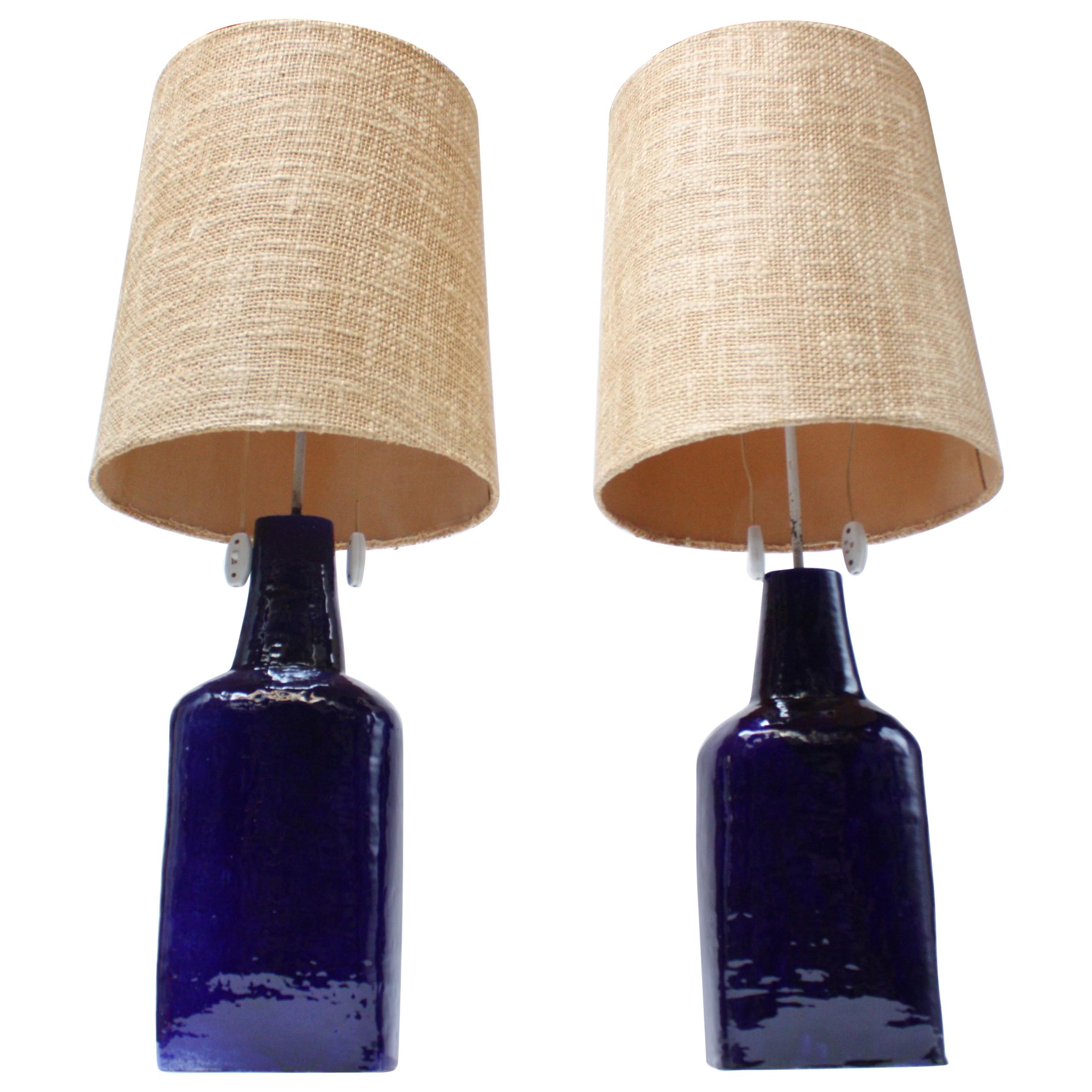 Pair of Mid-Century Swiss Oversized Ceramic Table Lamps by Mattli