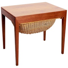 Vintage Teak Sewing Table by Severin Hansen for Haslev Møbelfabrik