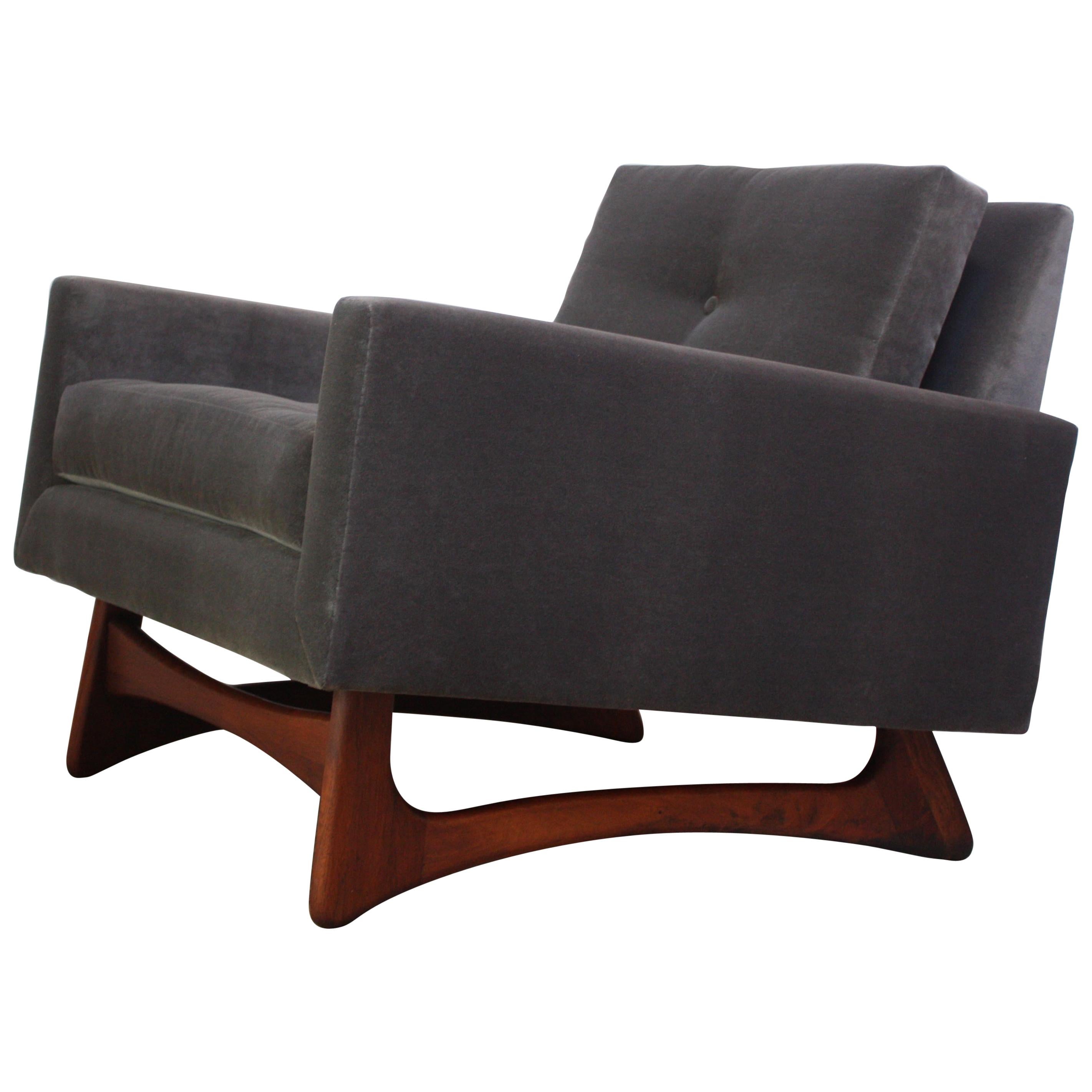 Adrian Pearsall for Craft Associates Lounge Chair in Walnut and Velvet