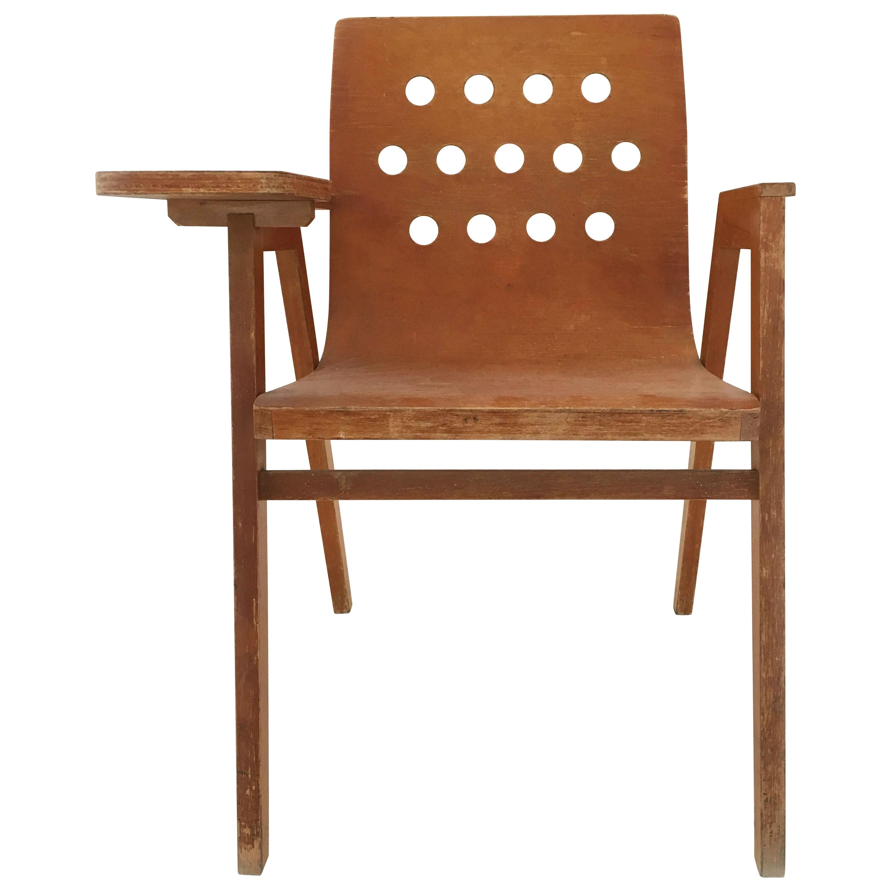 Roland Rainer Stadthallen Chair with Writing Desk, Austria, 1950s For Sale