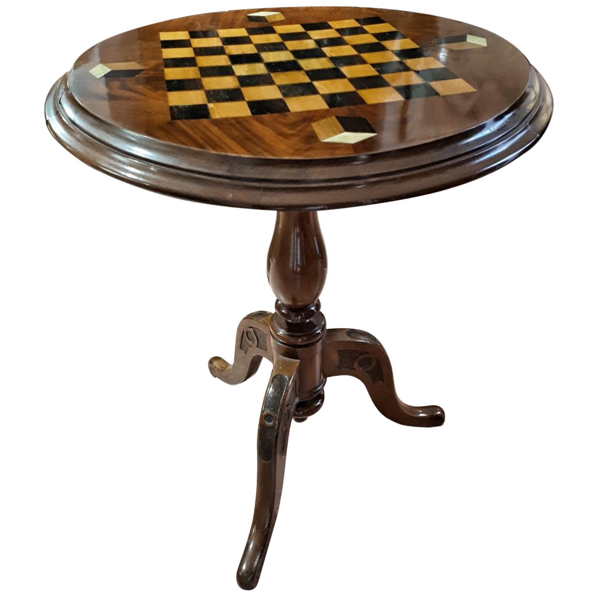 19th Century Napoleon III Flame Mahogany Inlaid Game Table Restored LAST PRICE For Sale