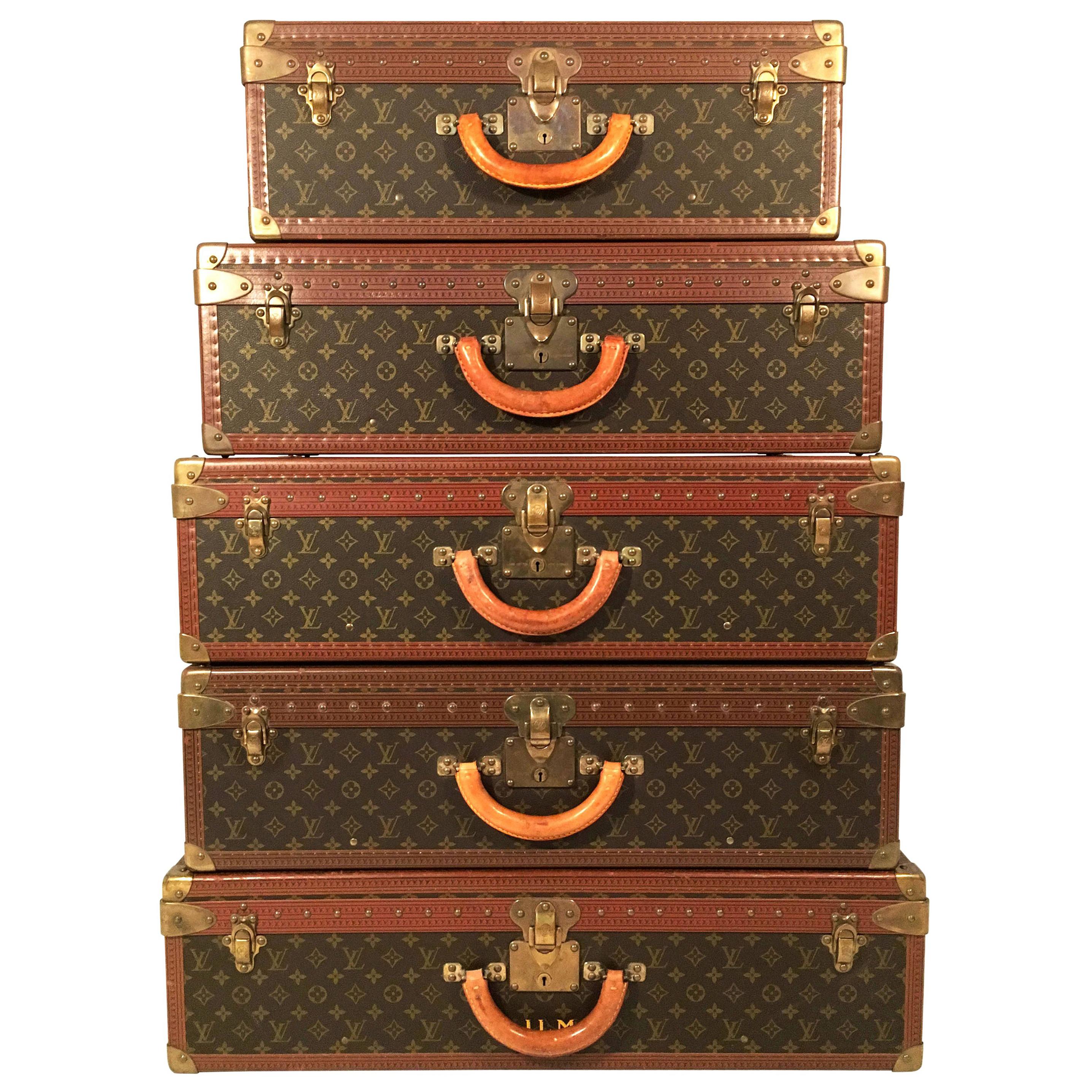 Louis Vuitton Monogram Canvas Alzer Suitcase Trunk Collection "Pyramid"