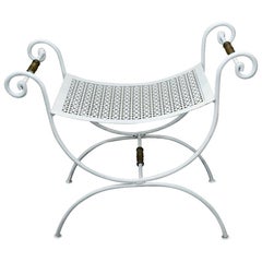 Painted Wrought Iron Vanity Stool or Bench
