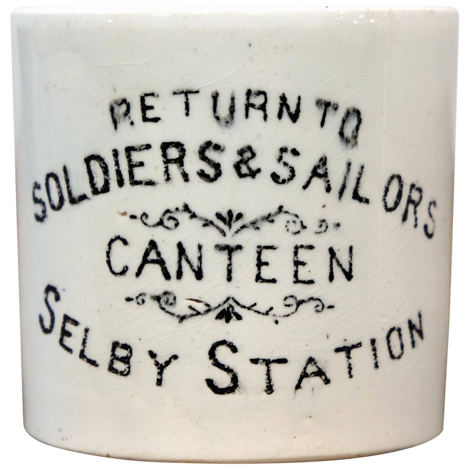 Rare First World War Period Serviceman's Canteen Mug, English Made Pottery