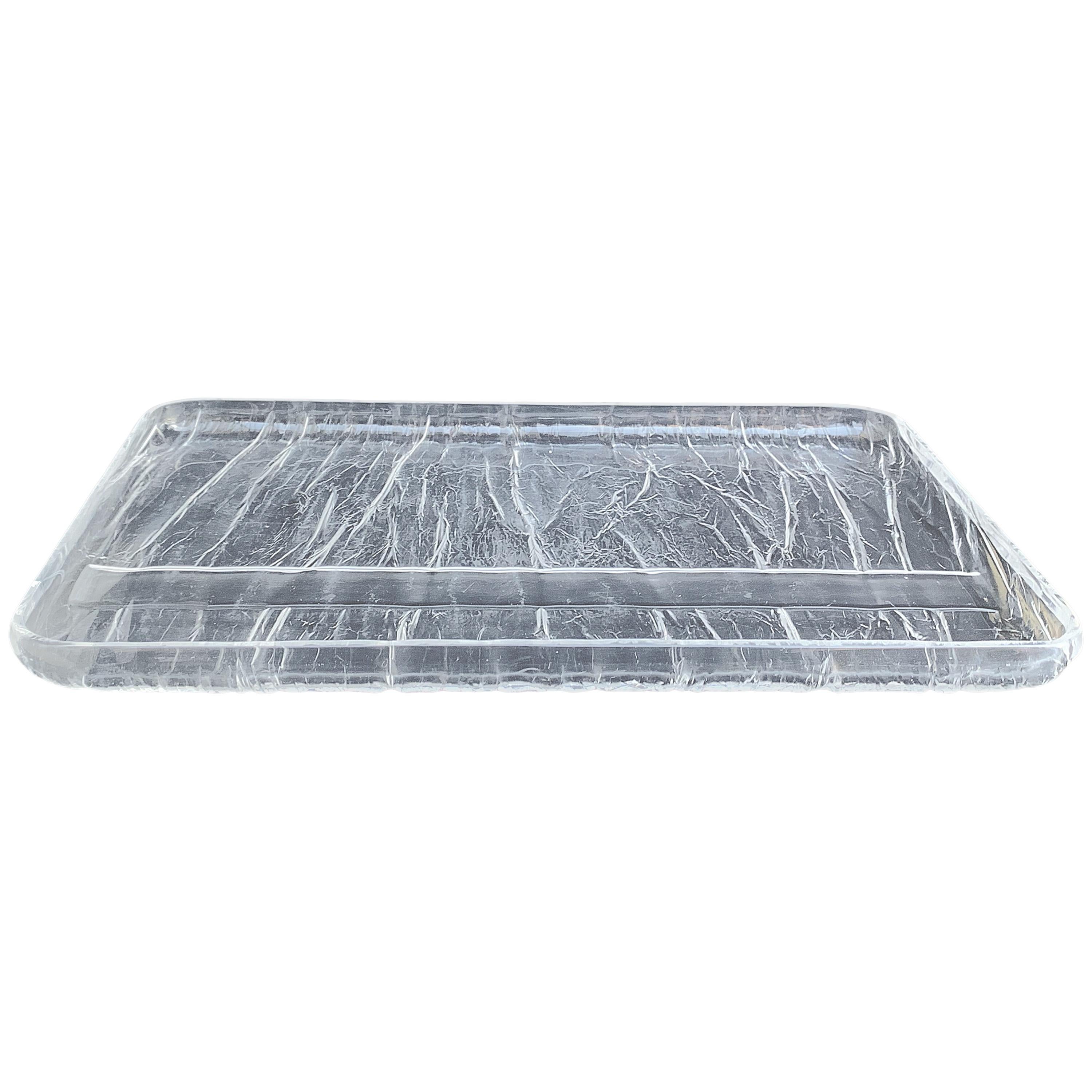 Centerpiece Ice Effect Tray Lucite Willy Rizzo Style,  Italy, 1970s