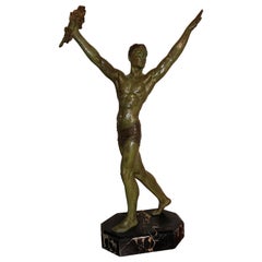 Vintage Demétre Chiparus Sculpture 'Victory' Tall Athletic Statue