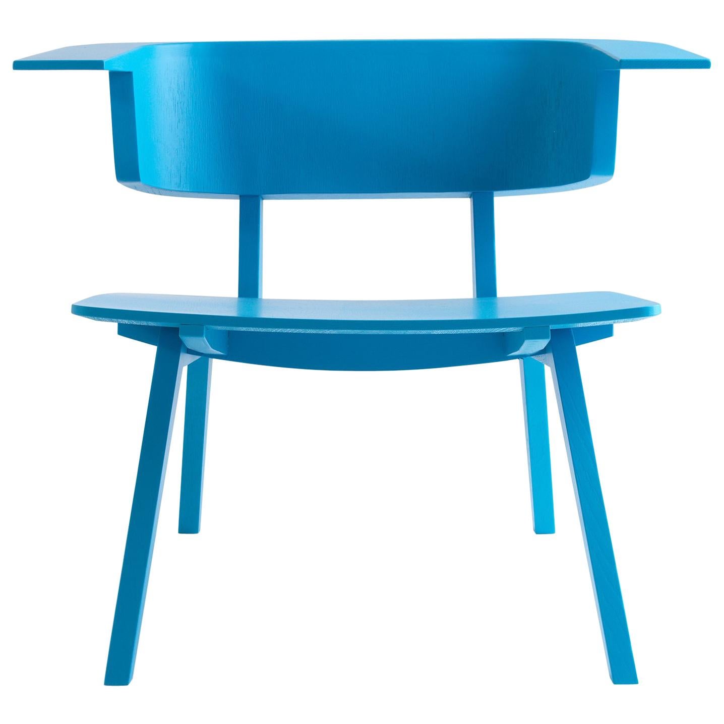 Arco Blue Wood Sculptural Fly Armchair