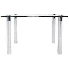 Pace Collection Glass Top Dining Table on Chrome Topped Lucite Legs