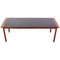 Midcentury Danish Rosewood Coffee Table with Leather Top
