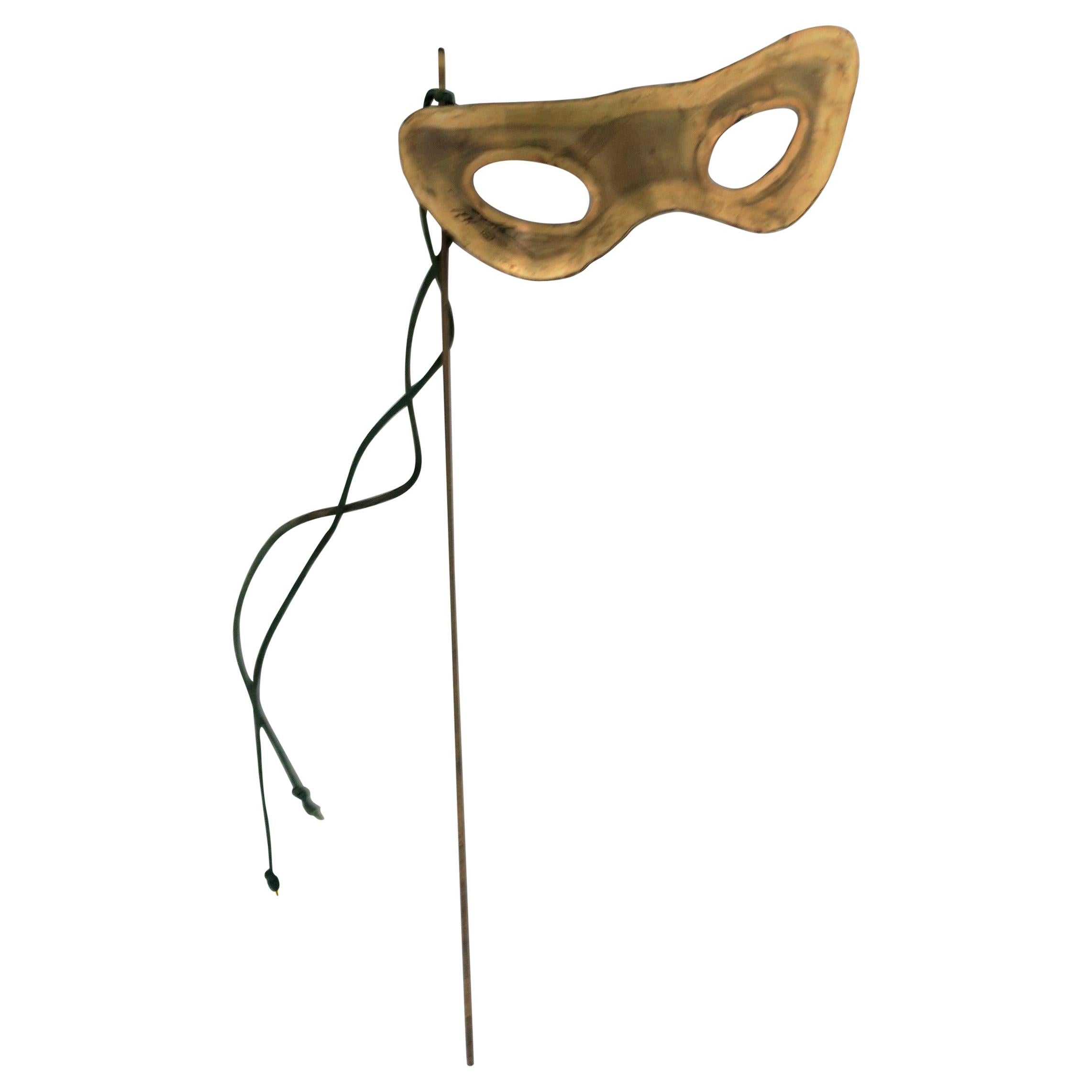 Brass Masquerade Mask Signed by Designer, 1990s