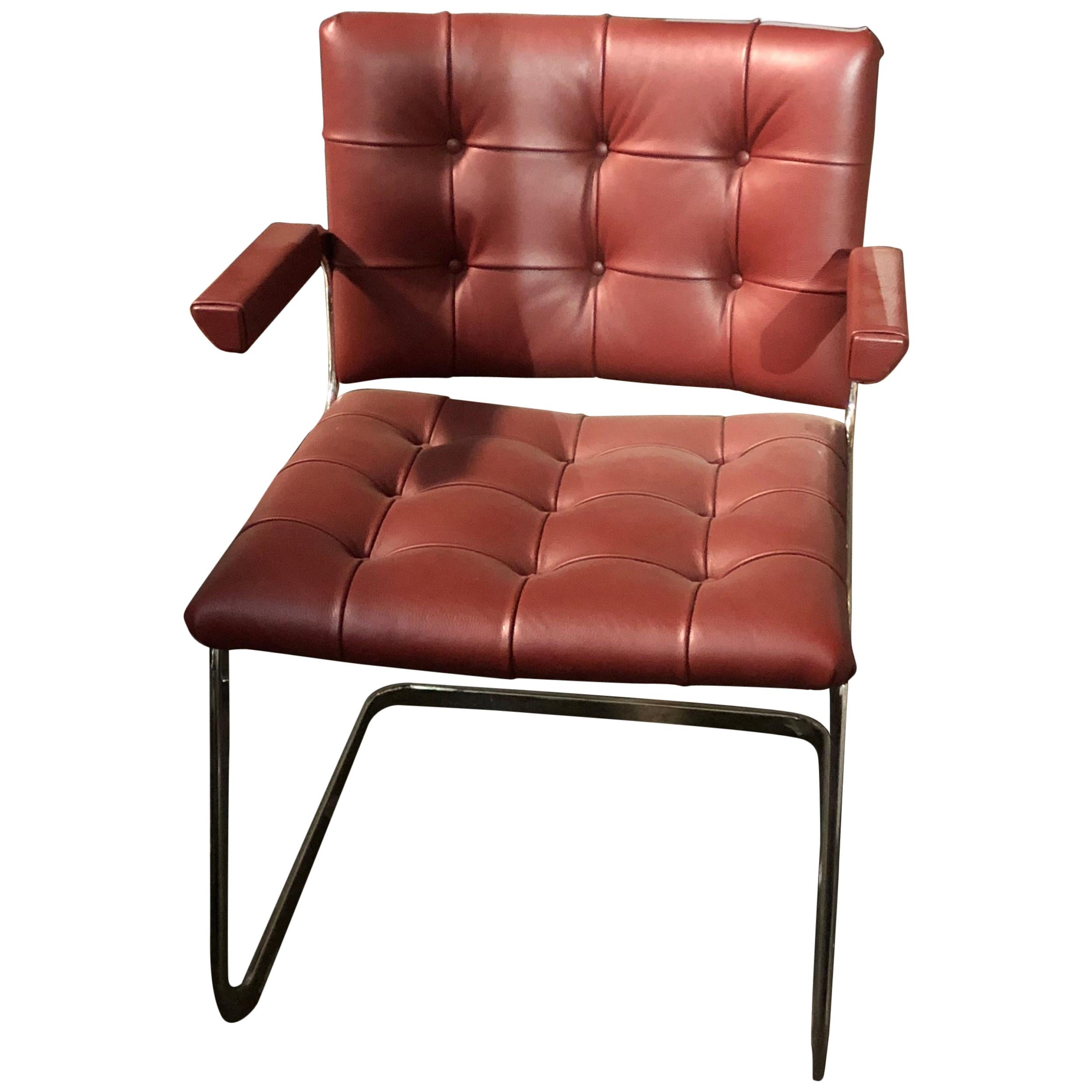 de Sede Classic Set of Three Haussmann RH 305 Red Leather Cantilever Armchairs