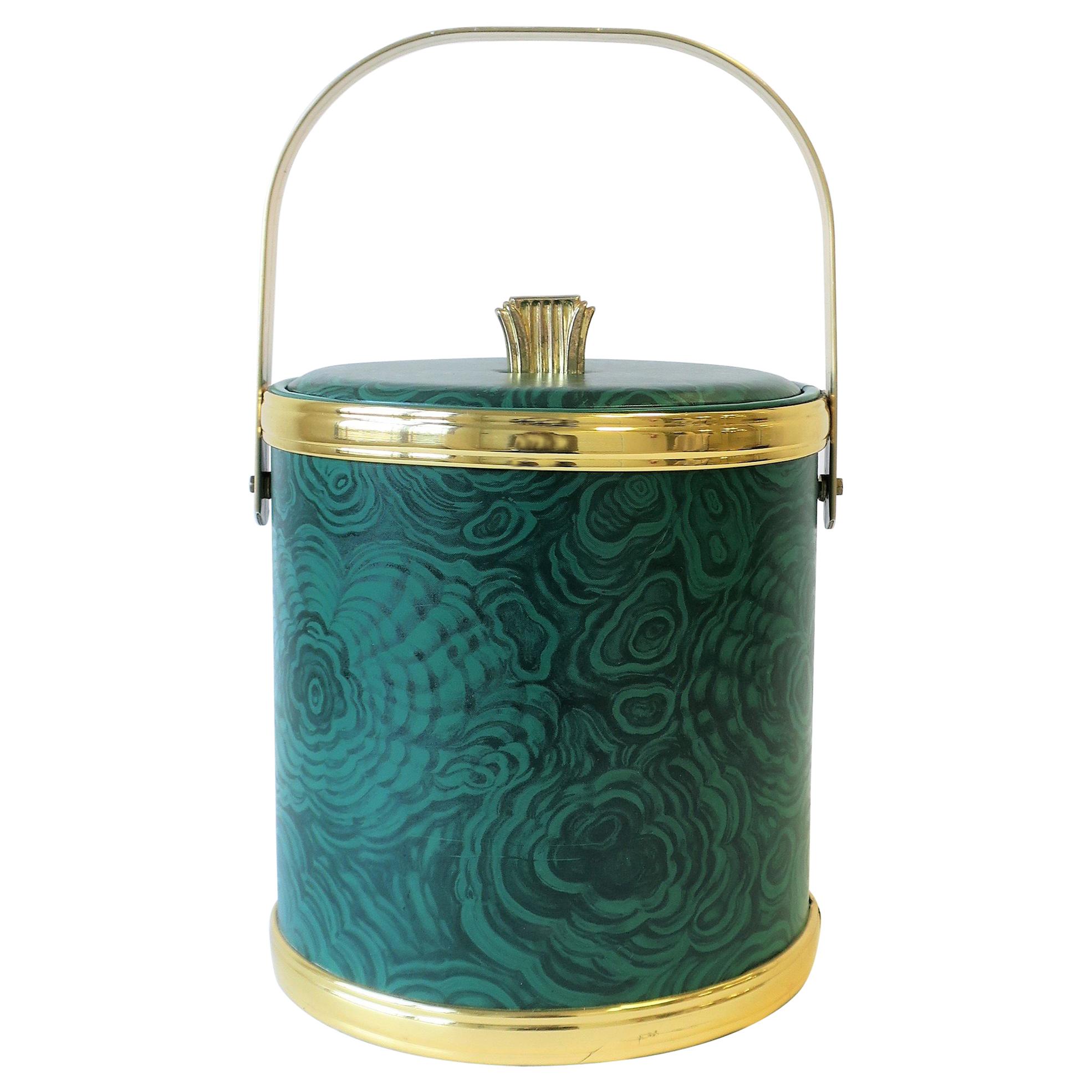 Green Malachite Style Ice Bucket by Georges Briard, ca. 1970s