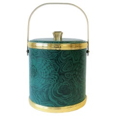 Vintage Green Malachite Style Ice Bucket by Georges Briard, ca. 1970s