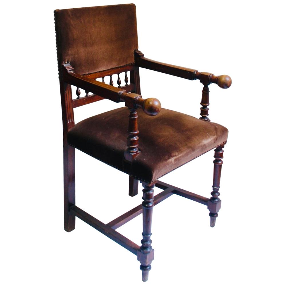 Antique 19th Century Napoleon III Solid Wood Throne Chair For Sale