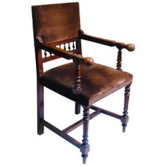 Antique 19th Century Napoleon III Solid Wood Throne Chair