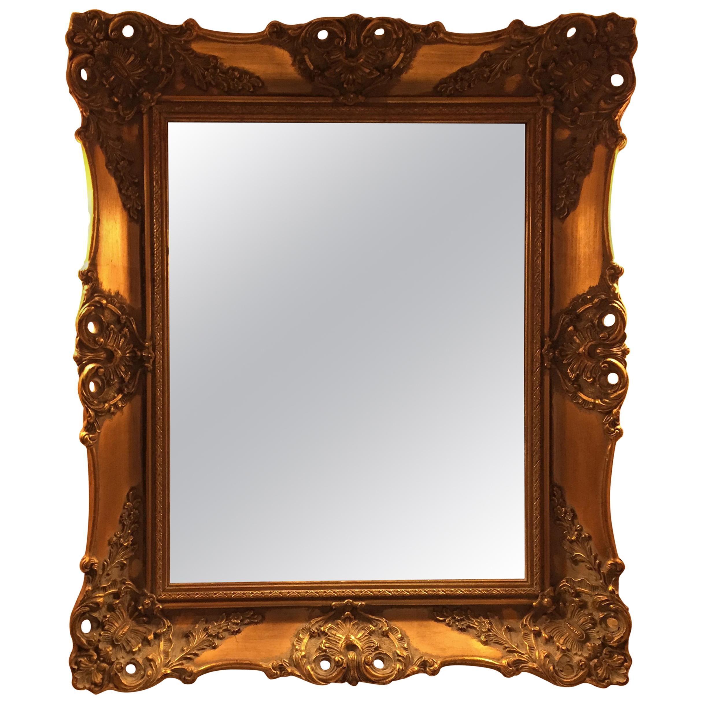 Vintage French Gilded Gold Framed Wall Mirror For Sale