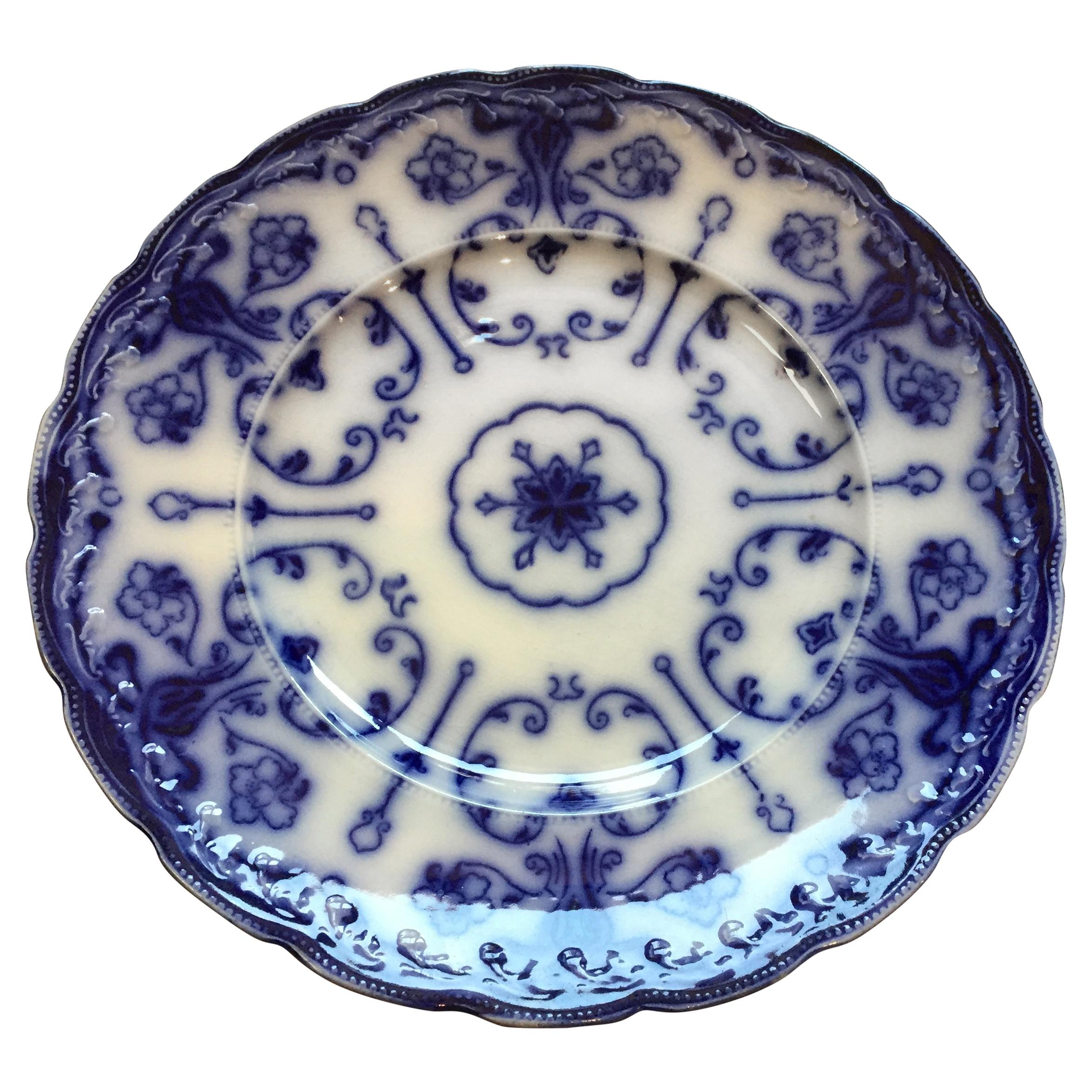 Vintage Blue and White Wharf Pottery Decorative Plate For Sale