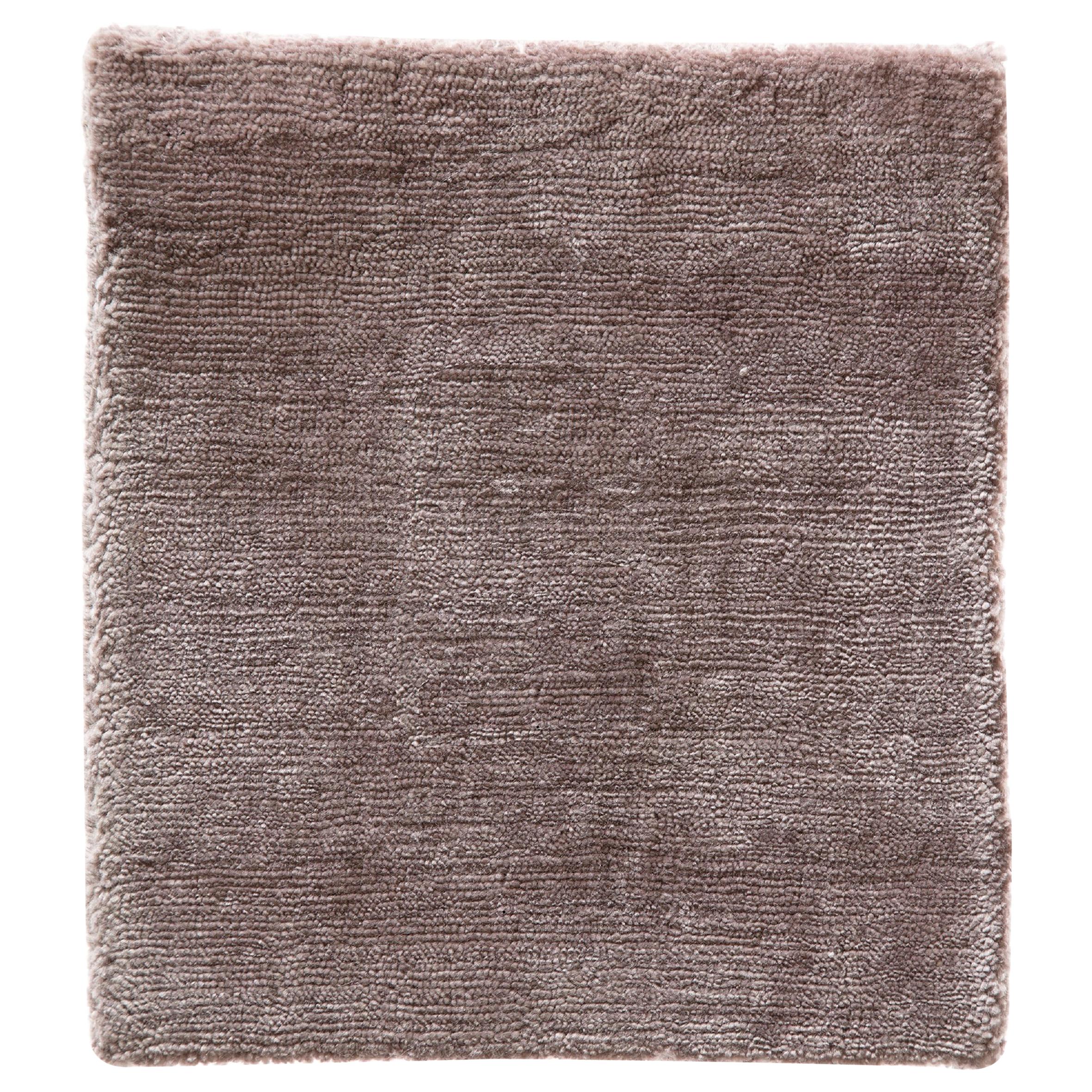 Moderner, minimalistischer, handgewebter Semi-Plüsch-Teppich aus weicher Bambusseide in Rosa