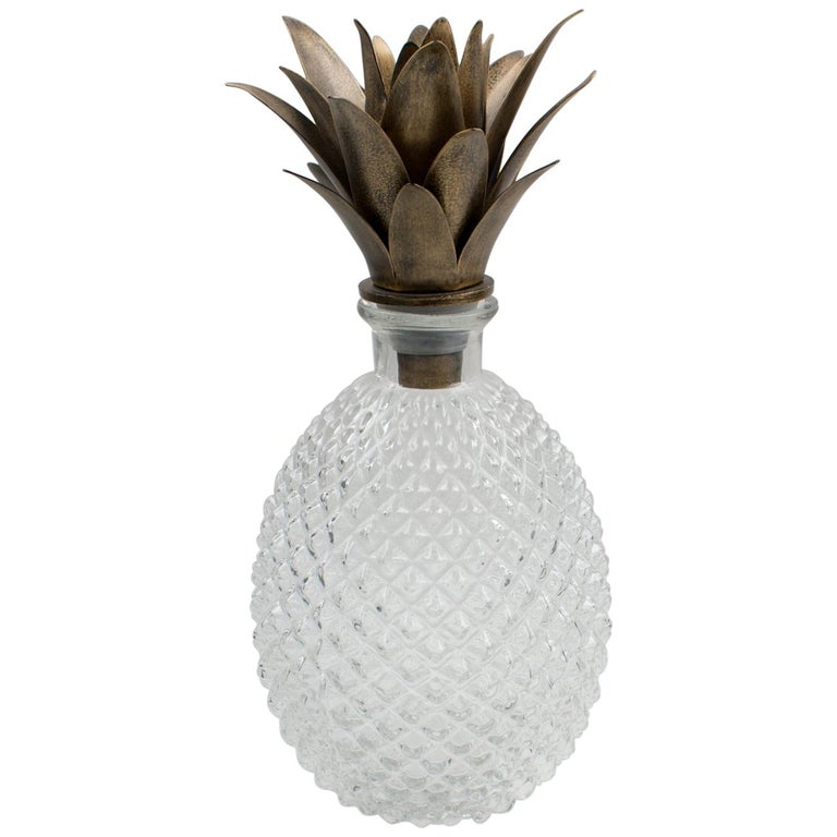 1980s Molded Glass Pineapple Barware Bottle or Decanter at 1stDibs