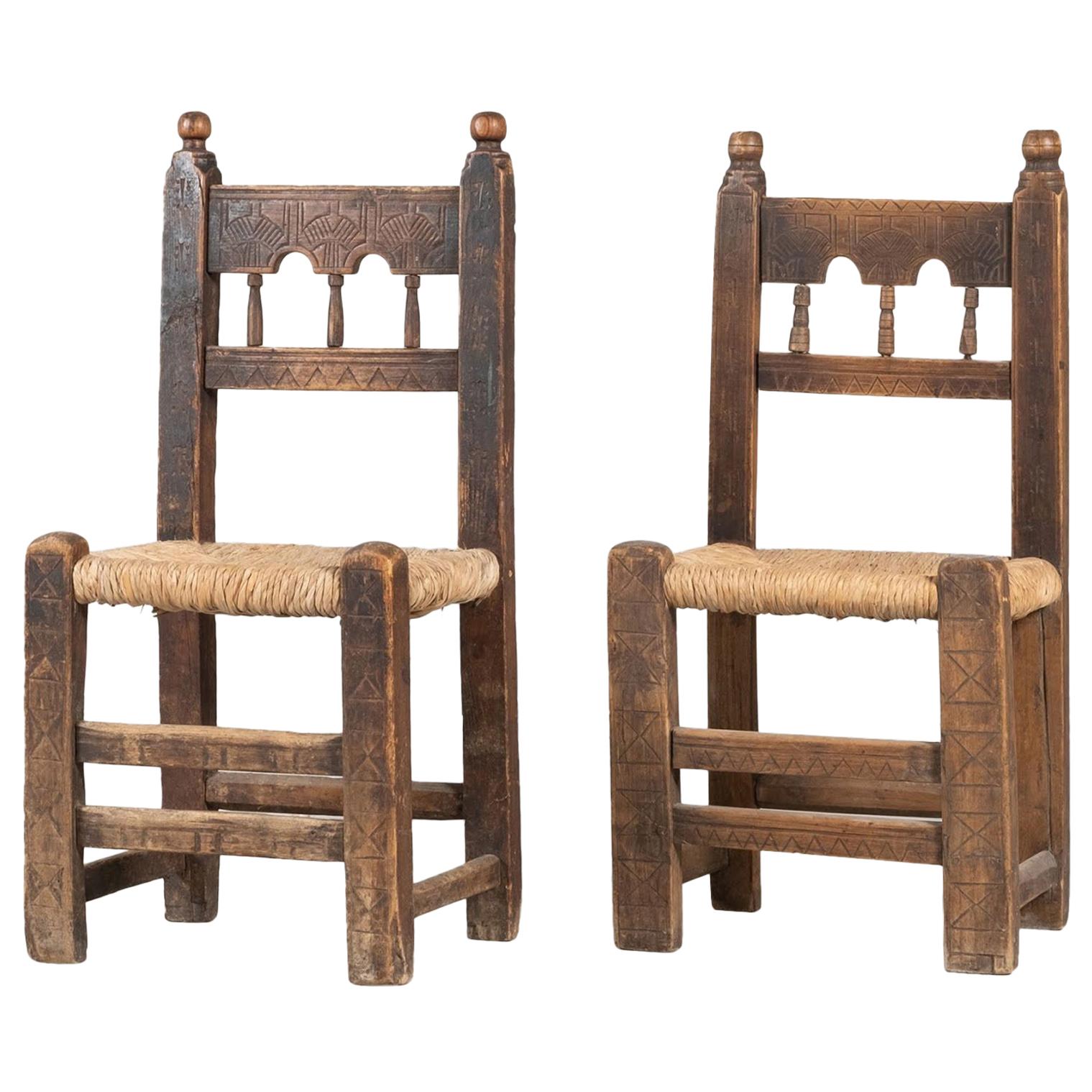 Poplar Straw-Bottom Chair, East Europe, Early 1800 For Sale